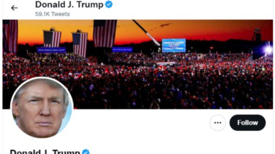 Профилът на Тръмп отново е активен в Туитър